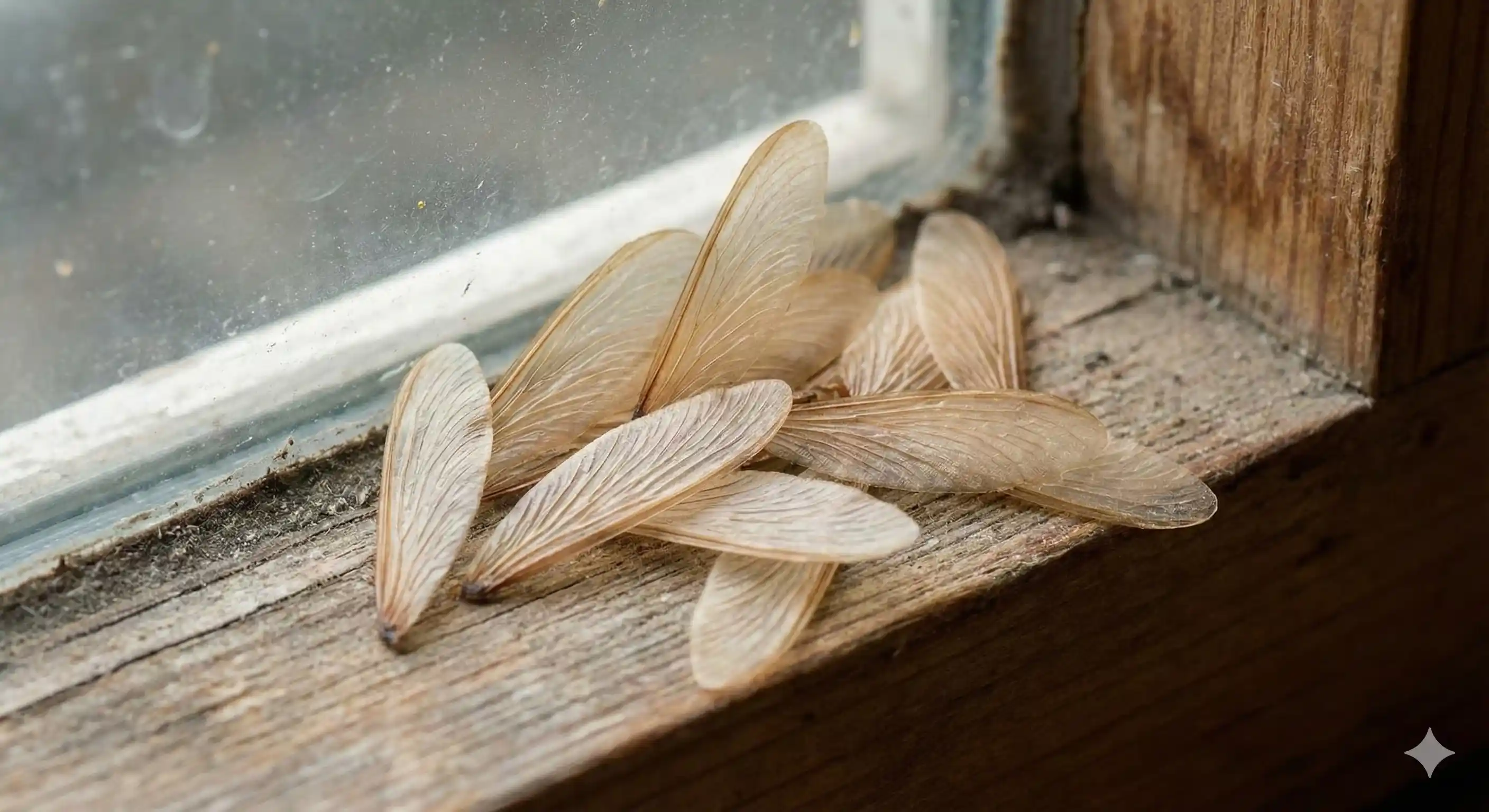 Discarded ant wings found around a windowsill