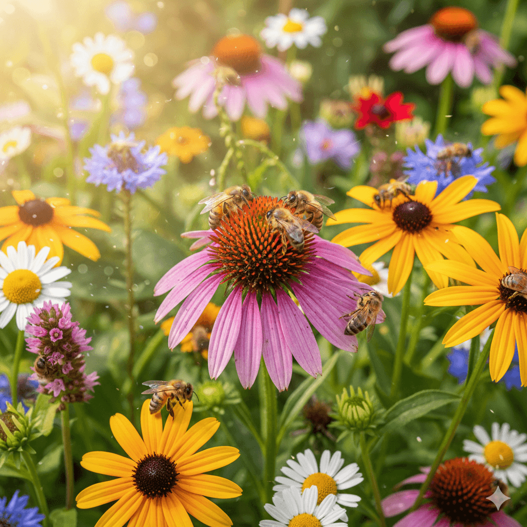 Flowering plants and gardens attracting bees to residential property