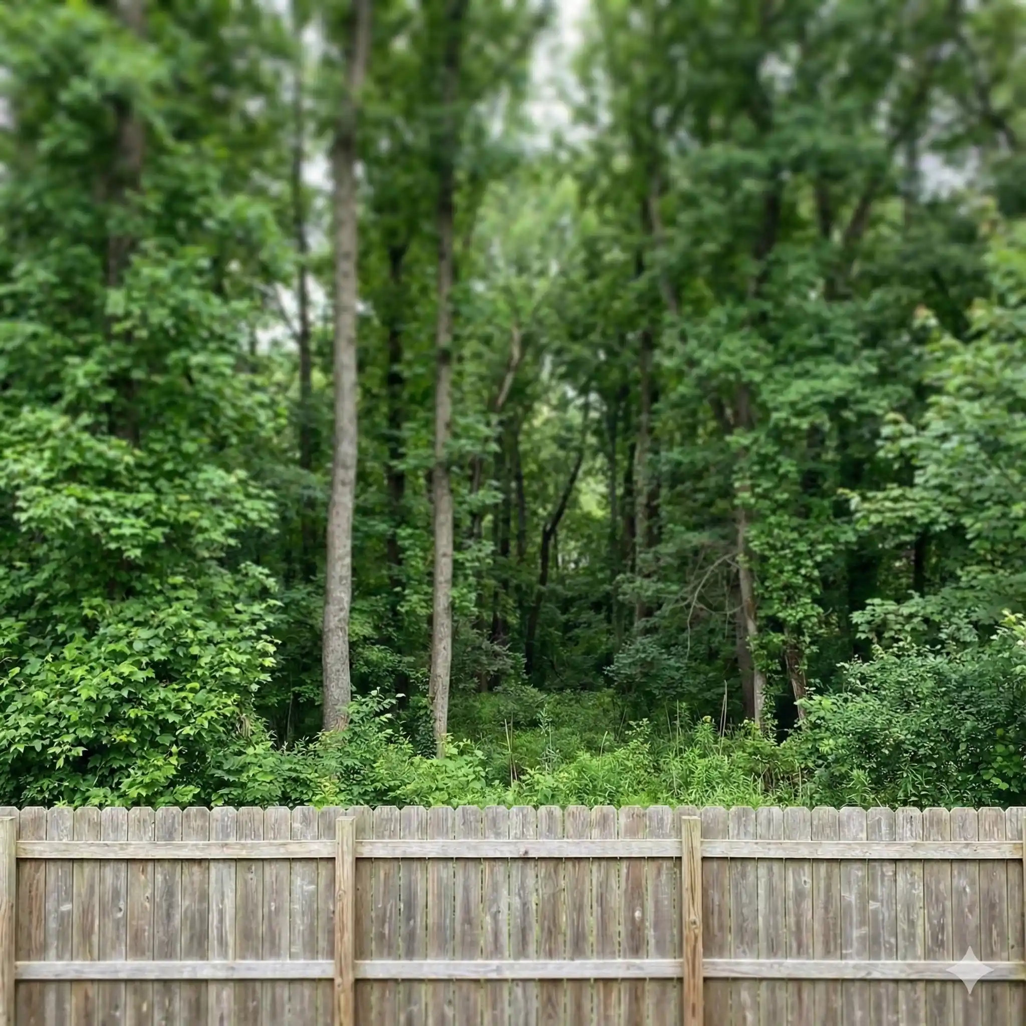 Home near wooded area with increased carpenter bee infestation risk