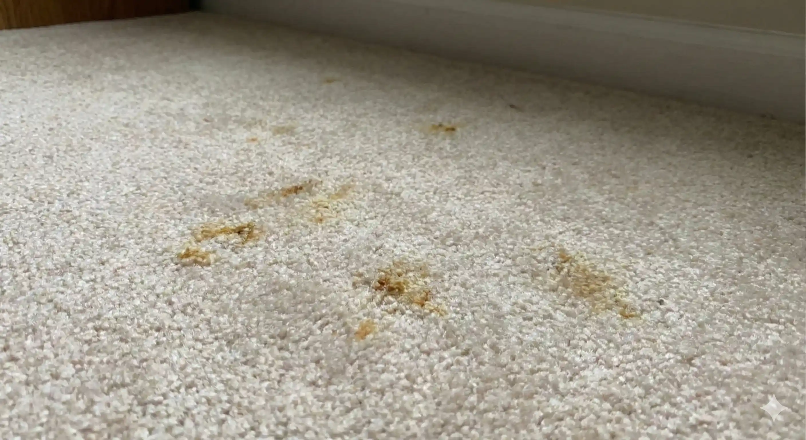 Staining on floor or carpet from millipede defensive secretions