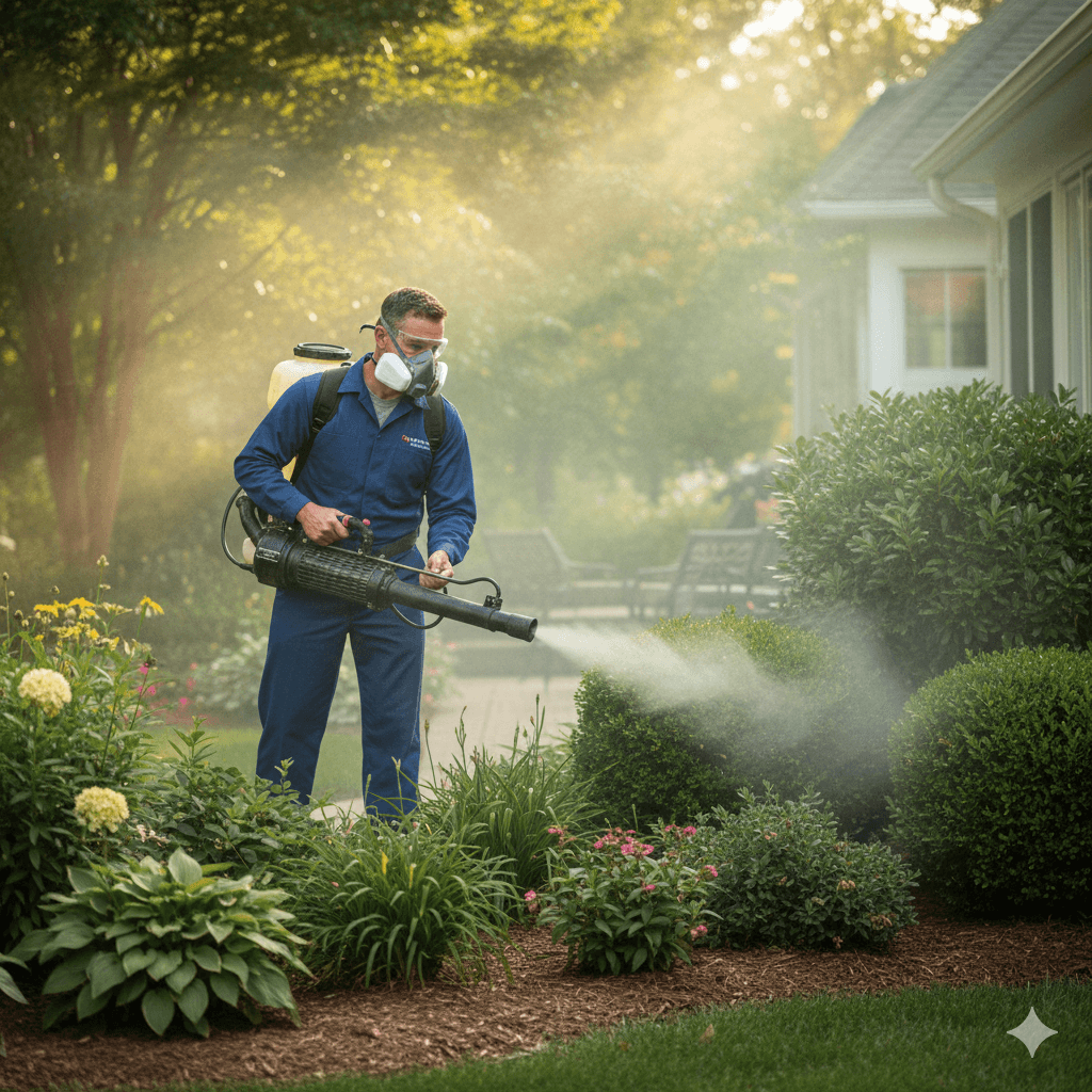 Natural botanical repellent application creating mosquito free outdoor zones