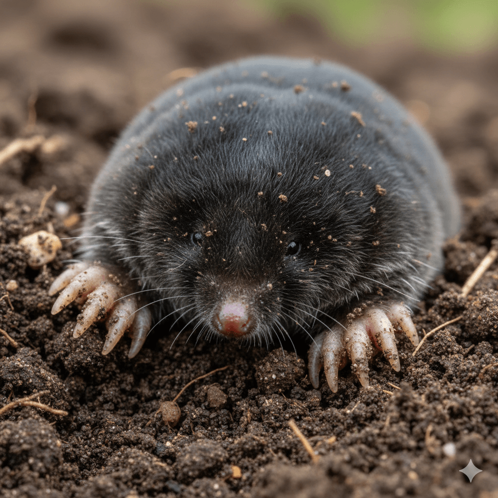 Moles tunneling through lawns creating surface damage and instability