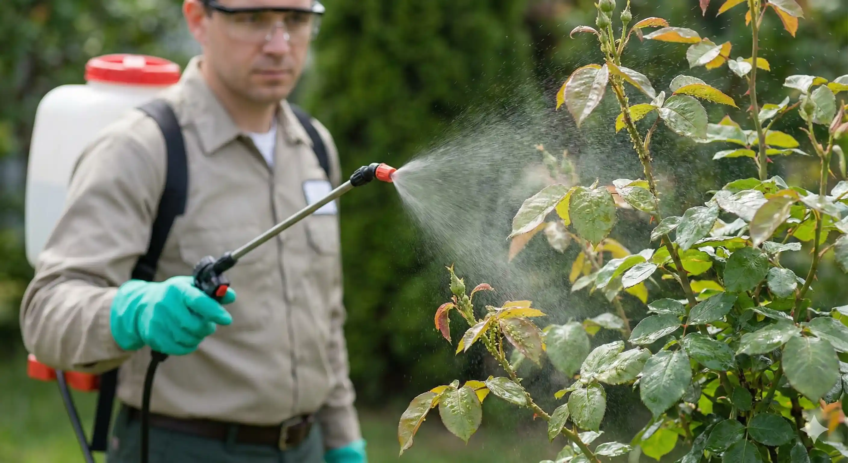 Applying horticultural oil spray for thrips treatment